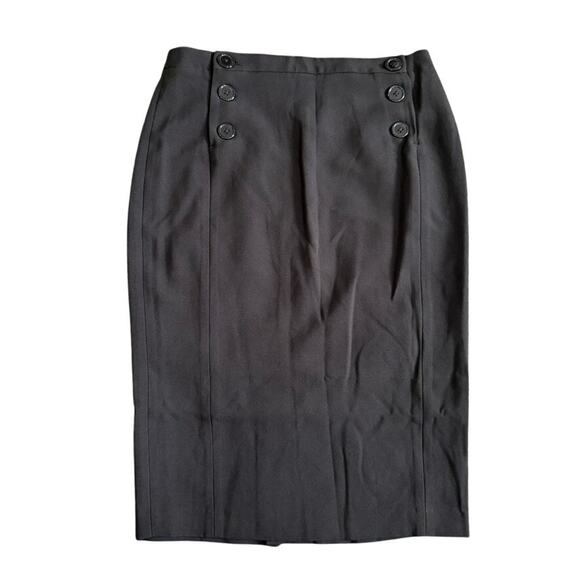 FRNCH Front Button Midi Bodycon Skirt in Black, Size L - Picture 1 of 4